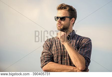 Barber Hairdresser. Businessman In Glasses. Confidence And Charisma. Men Beauty And Sexuality. Real 