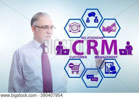 CRM custromer relationship management concept with businessman