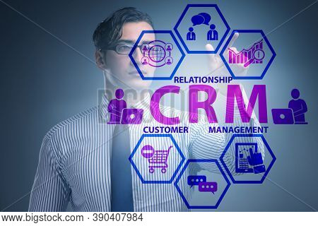 CRM custromer relationship management concept with businessman