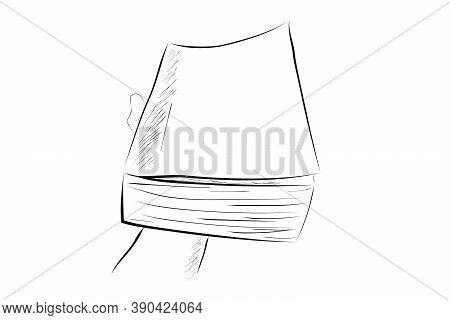 Sketch Vector Illustration For Education Related Article, Hand Holding Big Book.