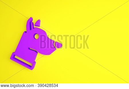 Purple Dog Head Icon Isolated On Yellow Background. Minimalism Concept. 3d Illustration 3d Render