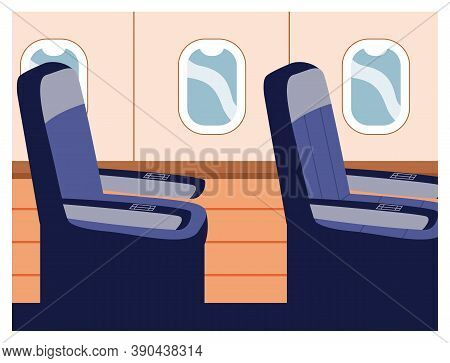 Seats In Plane Near Windows, Single Seat In Business Class, High Comfortable Trip In Airplane. Aicra