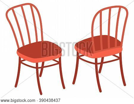 Isolated Two Chairs With Back, Front Back View. Modern Stylish Furniture For Home Or Office. Cozy Pl