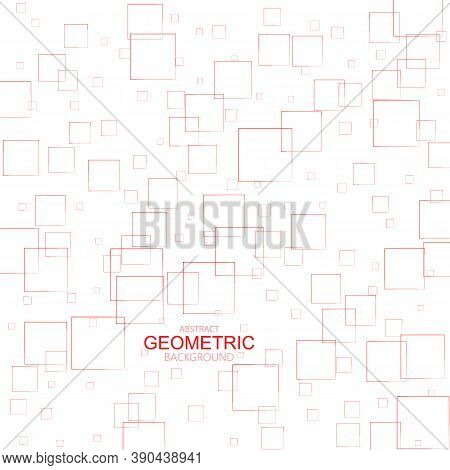 Red Sguare Geometric Background . Fashion Modern Design. Stylish Abstract Graphic. Template For Prin