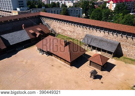 Birds-eye View Of The Medieval Lida Castle In Lida. Belarus. Castles Of Europe