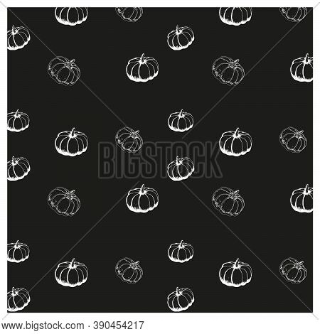 Autumn Black And White Vector Halloween Pumpkin Pattern
