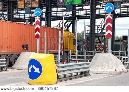 Freight Truck At Toll Road Checkpoint, Moscow Region, 15/10/2020