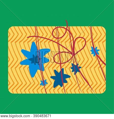 New Year Present Box Flat Vector Illustration