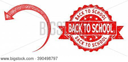 Net Rotate Backward Icon, And Back To School Dirty Ribbon Seal. Red Seal Contains Back To School Tag