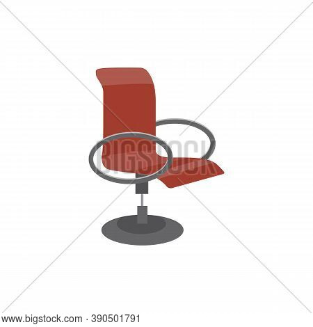 High Back Comfortable Swivel Office Chair Flat Vector Illustration Isolated.