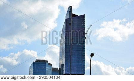 Warsaw, Poland. 19 October 2020. Roundabout Daszynski. New Skyscrapers In The Financial District Of 