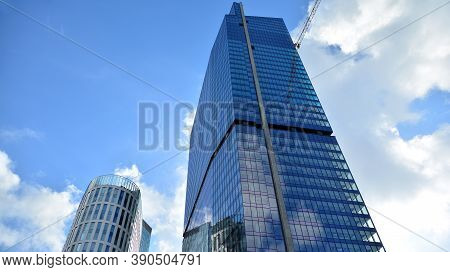 Warsaw, Poland. 19 October 2020. Roundabout Daszynski. New Skyscrapers In The Financial District Of 