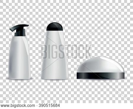 Realistic Blank Cosmetic Tubes. Set Of Unbranded Packages For Body Cosmetic. Vector Mock-up Isolated