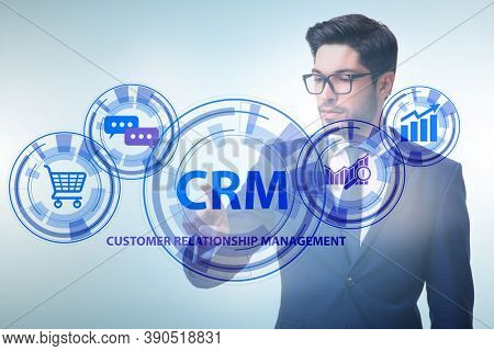 CRM custromer relationship management concept with businessman