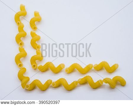 Spiral Macaroni, Macaroni Patterns, Swirls Of Macaroni On A White Background