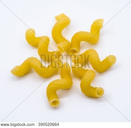 Spiral Macaroni, Macaroni Patterns, Swirls Of Macaroni On A White Background