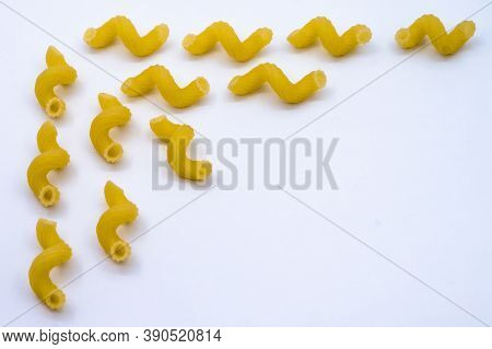 Spiral Macaroni, Macaroni Patterns, Swirls Of Macaroni On A White Background