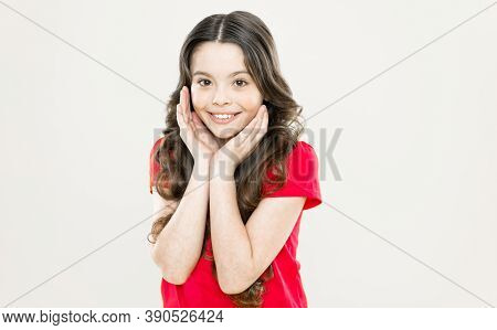 Acting School For Children. Develop Talent. Girl Artistic Kid Practicing Acting Skill. Enter Acting 