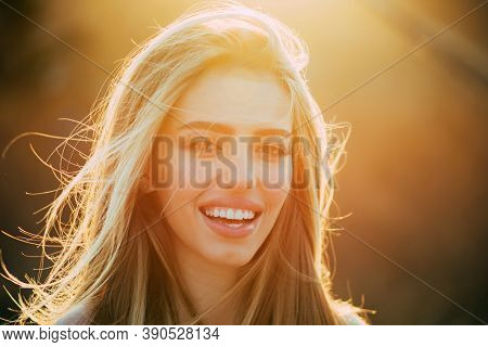 American Woman. Perfect Smile And Beatiful. Smile, Lips And Teeth. Beautiful Model Girl With White T