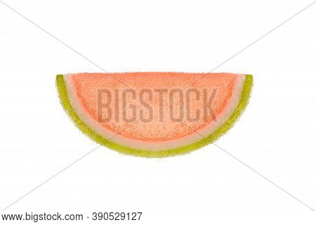 Colored Slice Of Marmalade In Sugar Isolated On White Background