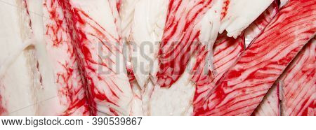Crab Stick.background Of Crab Meat.crab Sticks Made From White Fish Meat.