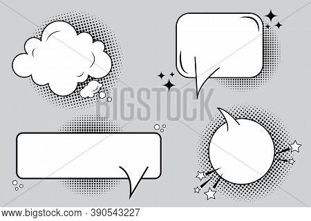 Vector Illustration Of Speech Bubbles. Gray Conversation Icons. A Set Of Clouds For Chat. Stock Imag