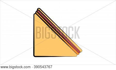 White Bread Sandwich With Filling, White Background, Vector Illustration. Delicious Triangular Sandw