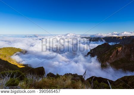 Hiking Pico Ruivo and Pico do Arierio - Madeira Portugal - travel background