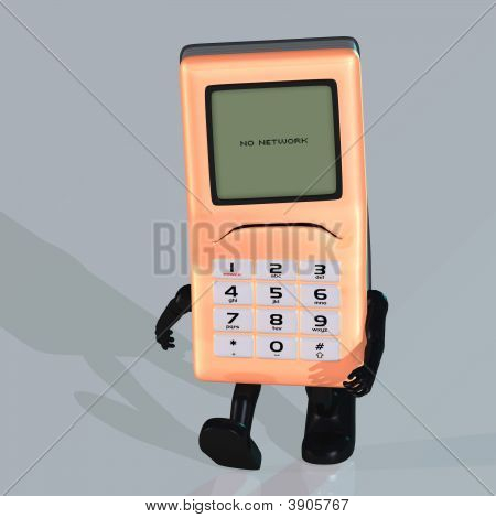 Cartoon Cell Phone With Cute And Funny Emotional Face