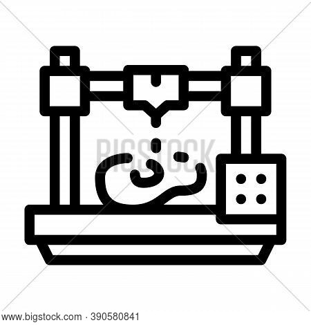 Printing Prostheses On 3d Printer Line Icon Vector Illustration