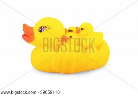 Yellow Rubber Duck Isolated On White Background