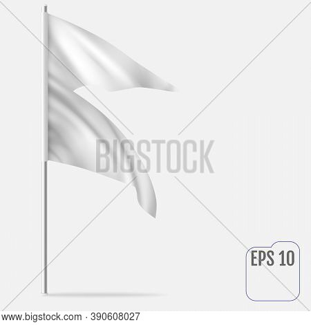 Dovetail Or Swallowtail Horizontal Mockup Flag. Flag, Pennant Or Banner White Realistic Mockup. Deve