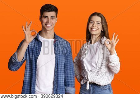 Everything Is Ok, Good Chanse, Great Team And Big Win Online. Happy Millennial Man And Lady Show Han
