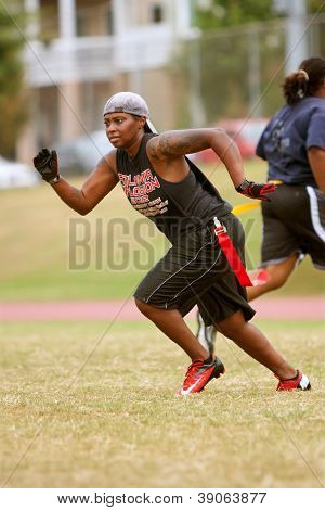 Female Flag Football Player Sprint Downfield