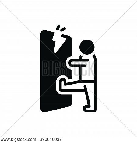 Black Solid Icon For Challenge Defiance Dare Broken Door Push Try Trial