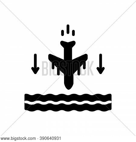 Black Solid Icon For Beneath Underneath Accident Crash Down Below Aeroplane Landings