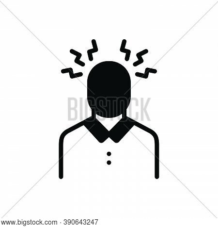 Black Solid Icon For Depression Alone Headache Sad Loneliness Apoplectic Sickness Disease Psychology