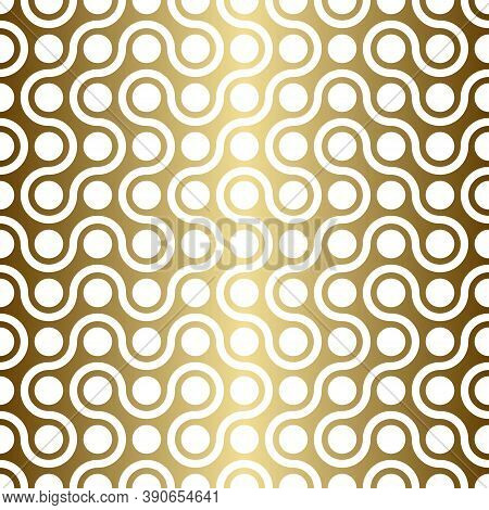 Abstract Golden Metaballs Path Geometric Seamless Luxury Pattern. Gold Metaball Shapes Damask Backgr
