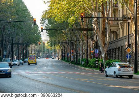 Tbilisi, Georgia - 18 October, 2020: Restored Chavchavadze Avenue In Tbilisi