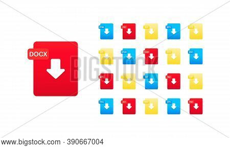 File Format Icon Set. Vector On Isolated White Background. Eps 10