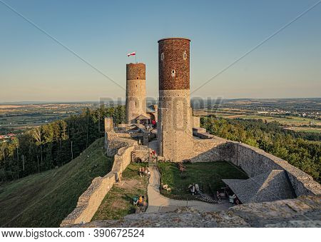 The Ruin Of Castle In Checiny In The Sunset.