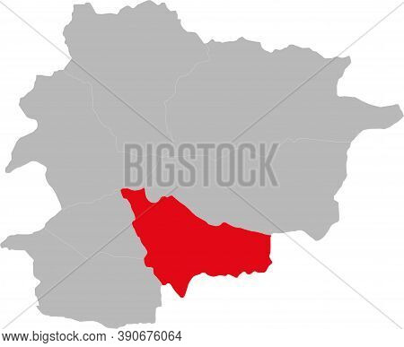 Escaldes-engordany Parish Isolated On Andorra Map. Geographical Map Backgrounds.