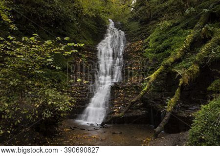The Strangely Named Water-break-its-neck Waterfall In The Warren Wood Area Of Radnor Forest In Mid W