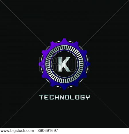 Technology Gear Rail  K Letter Logo Vector Design, The Techno Logo For Industrial, Automotive,  Tech