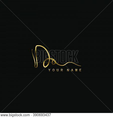 Gold Signature Logo D And A, Da Initial Letter Logo Sign. Handwriting Calligraphic Signature Logo Te