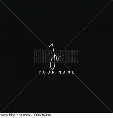 Signature Logo  J And V, Jv Initial Letter. Handwriting Calligraphic Signature Logo Design.