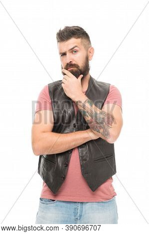 Think Different Way. Styling Beard And Moustache. Fashion Trend Beard Grooming. Thoughtful Man Make 