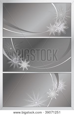 三个背景与白色的雪花