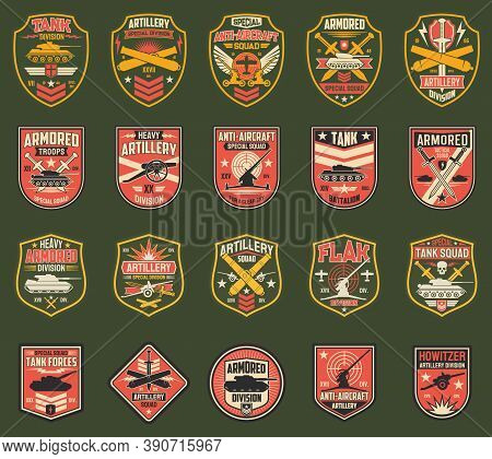 Usa Military Chevrons Vector Icons, Stripes For Tank Division, Artillery And Anti-aircraft Special S