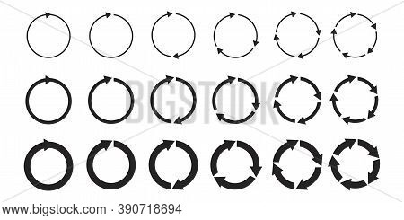 Vector Circular Arrows Icons. Set Of Symbols Of Recycling And Renewal. Stock Image.